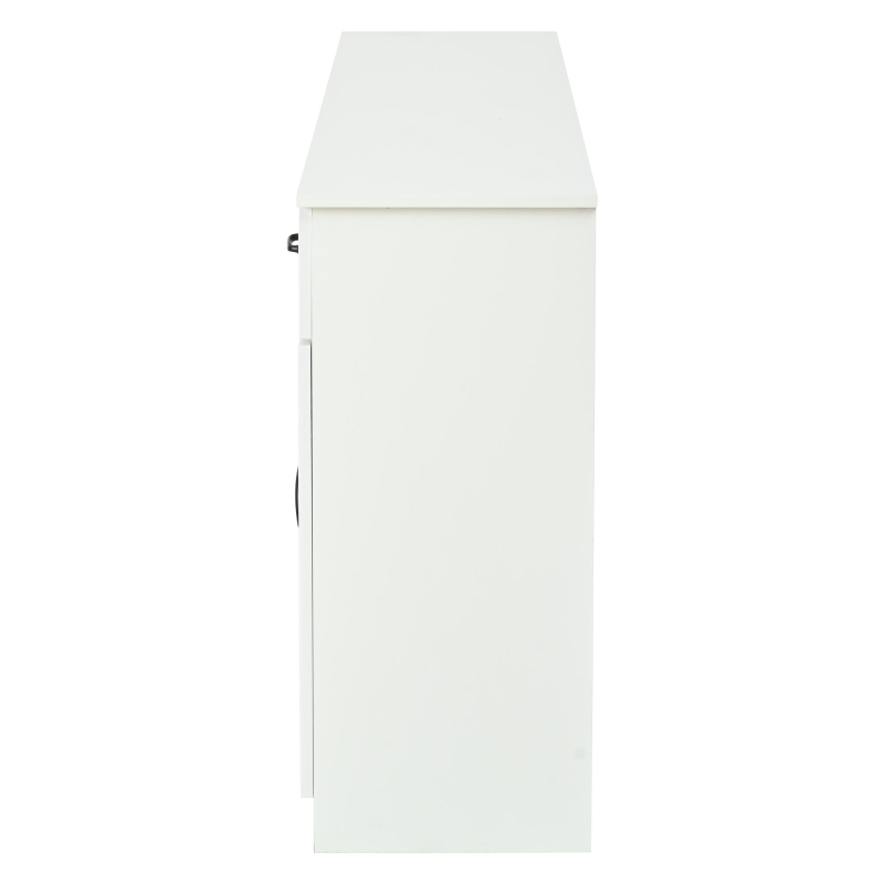 Aparador com 4 gavetas e 4 portas, muito espaço de arrumação e ampla superfície de trabalho, 4 prateleiras, 160x35x80 cm, Branco