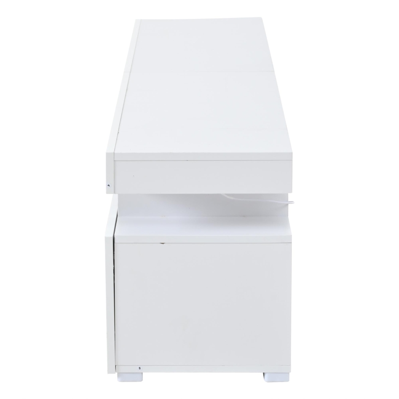 Mobile TV basso e moderno a LED, adatto per TV fino a 80 pollici, 180x35x45 cm, Bianco