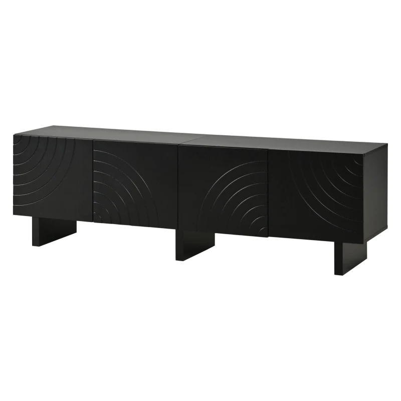 Mobile TV basso e moderno, adatto per TV fino a 75 pollici, 180x40x55 cm, Nero