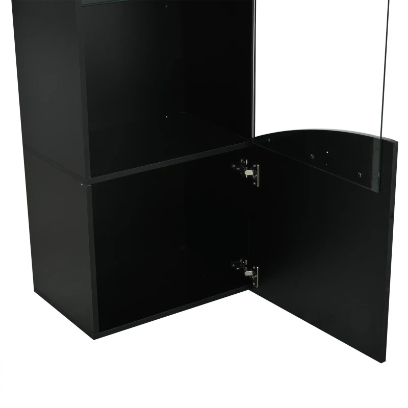 Vitrine para sala de estar, design estreito e alto com amplo espaço de arrumação, 35x50x165 cm, Preto