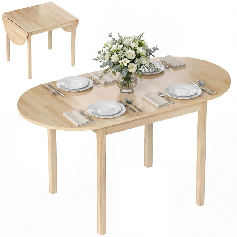 HOMCOM Esstisch aus Holz Klappbar Küchentisch für 6 Personen mit Drop-Leaf-Design 140 x 70 x 75 cm Naturholz(m-12)