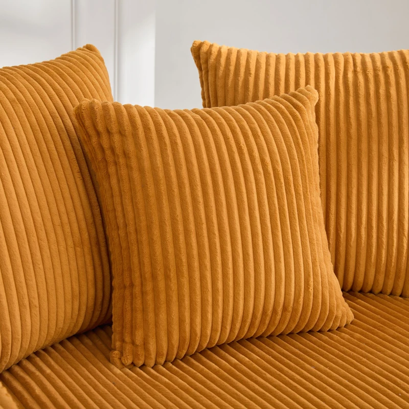 Divano letto con portabicchieri su entrambi i lati e bracciolo pieghevole, 129x170x70 cm, giallo senape