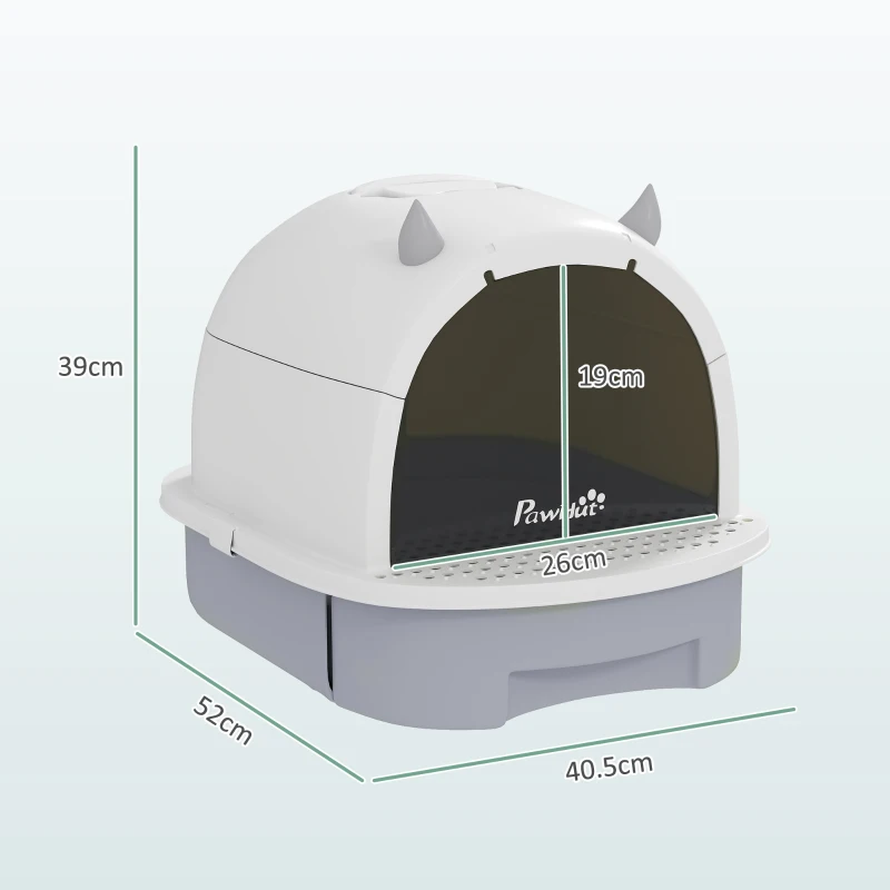 PawHut Enclosed Cat Litter Box w/ Pull-Out Drawer, Scoop, Deodorising Bags for Odour Control, Privacy, Portable, Easy to Clean