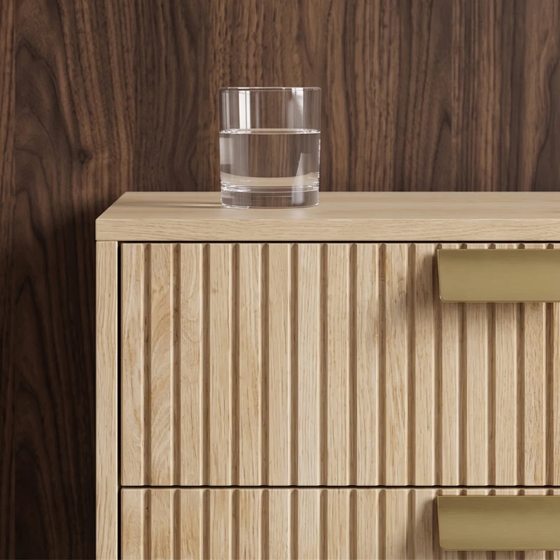 HOMCOM Modern Floating Nightstands Set of 2, Wall Mounted Bedside Tables with 2 Drawers, Oak