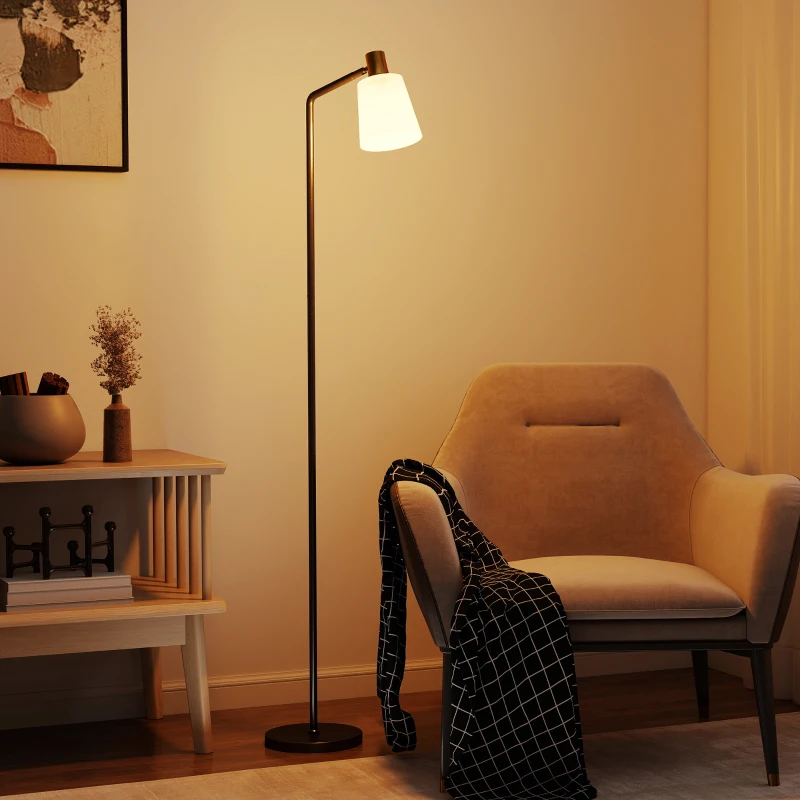 HOMCOM Lampada da Terra LED con Testa Girevole a 350°, Regolazione Temperatura del Colore 3000K/4000K/6500K, Nero