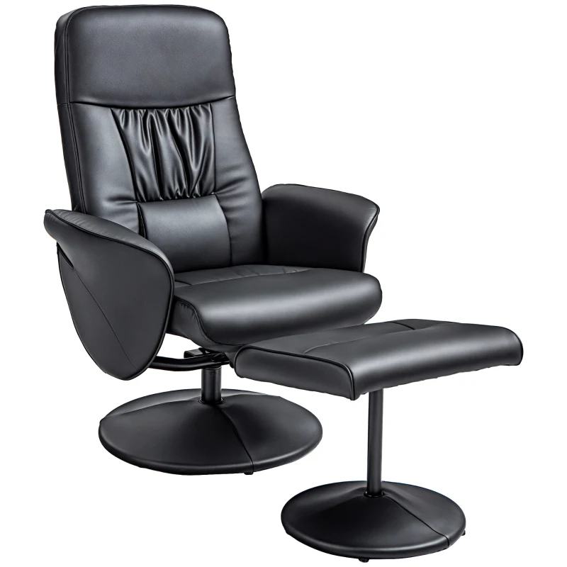 HOMCOM 2-delige fauteuilset Fauteuil met voetenbank Relaxfauteuil met voetenbank, verstelbare hoogte, verstelbare rugleuning, zwart