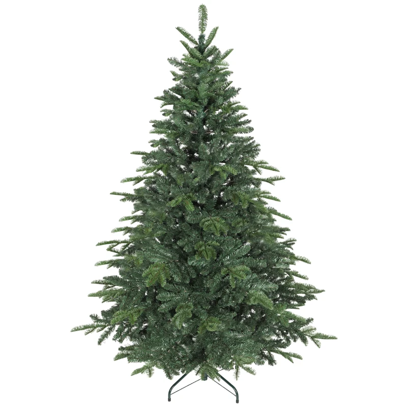 HOMCOM Kunstkerstboom met realistische takken, kunst-dennenboom met opvouwbare standaard, brandvertragend, kunststof, metaal, groen