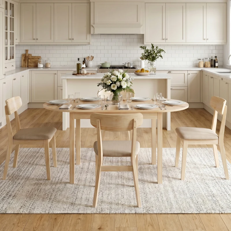 HOMCOM Esstisch aus Holz Klappbar Küchentisch für 6 Personen mit Drop-Leaf-Design 140 x 70 x 75 cm Naturholz(m-10)