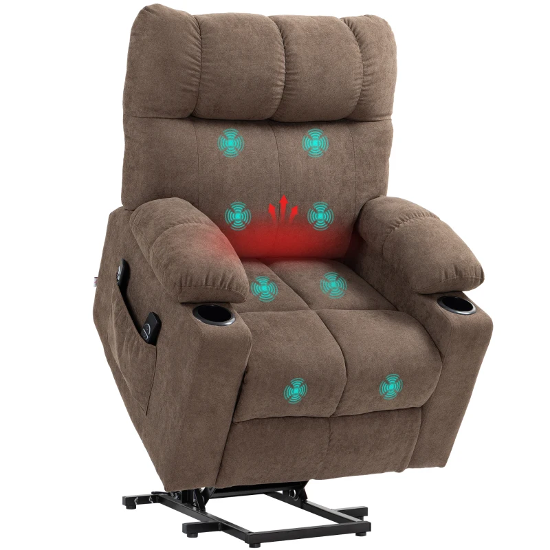 HOMCOM Relaxfauteuil met Opstahulp, Elektrisch, 90x75x100cm, Bruin(m-11)