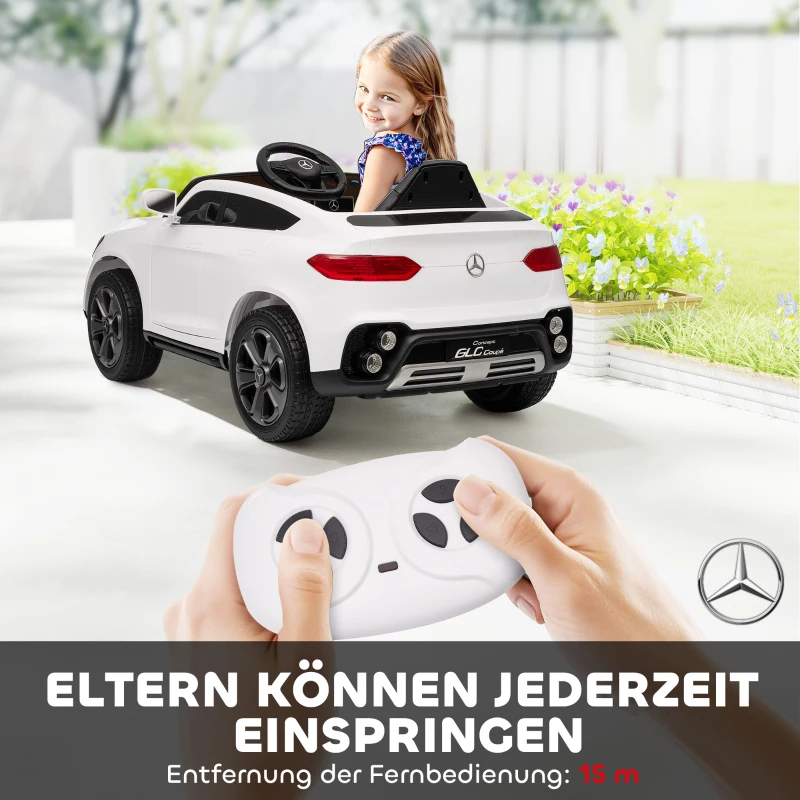 AIYAPLAY Elektroauto für Kinder, 12V Kinderauto mit Fernbedienung, LED-Lichter, Musik, 3 Geschwindigkeiten, 3-6 Jahre, Weiß