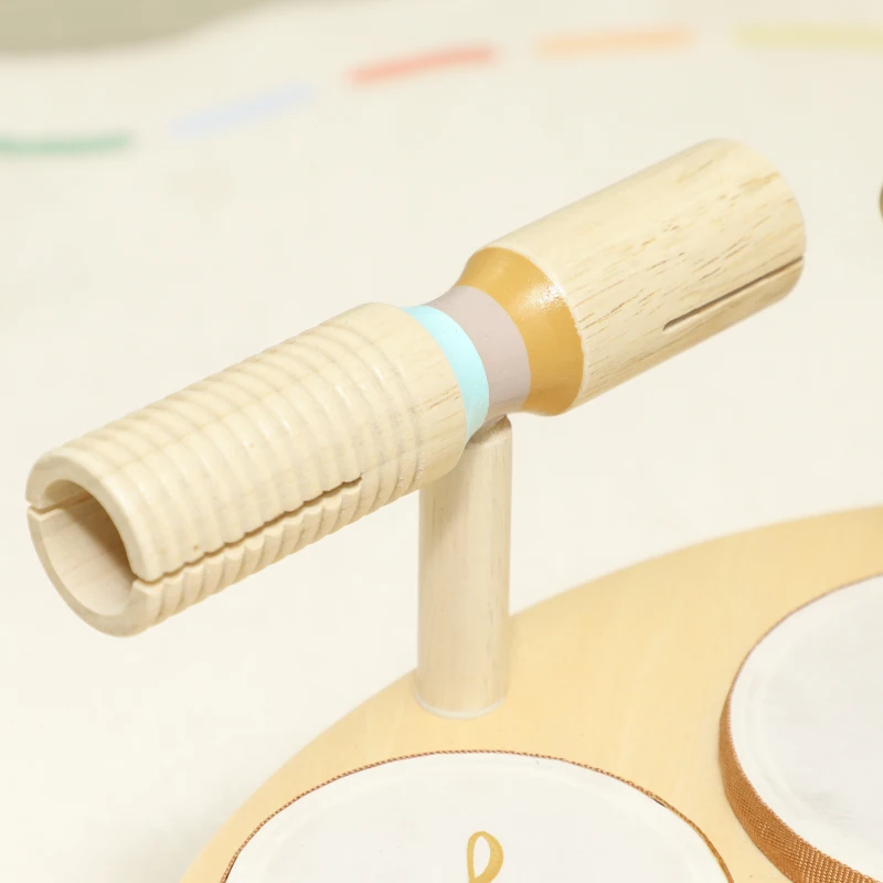 AIYAPLAY Jeux de Tambours pour Bébé, Tambour bébé avec Xylophone pour Tout-Petits, Instruments de Musique en Bois, Naturel