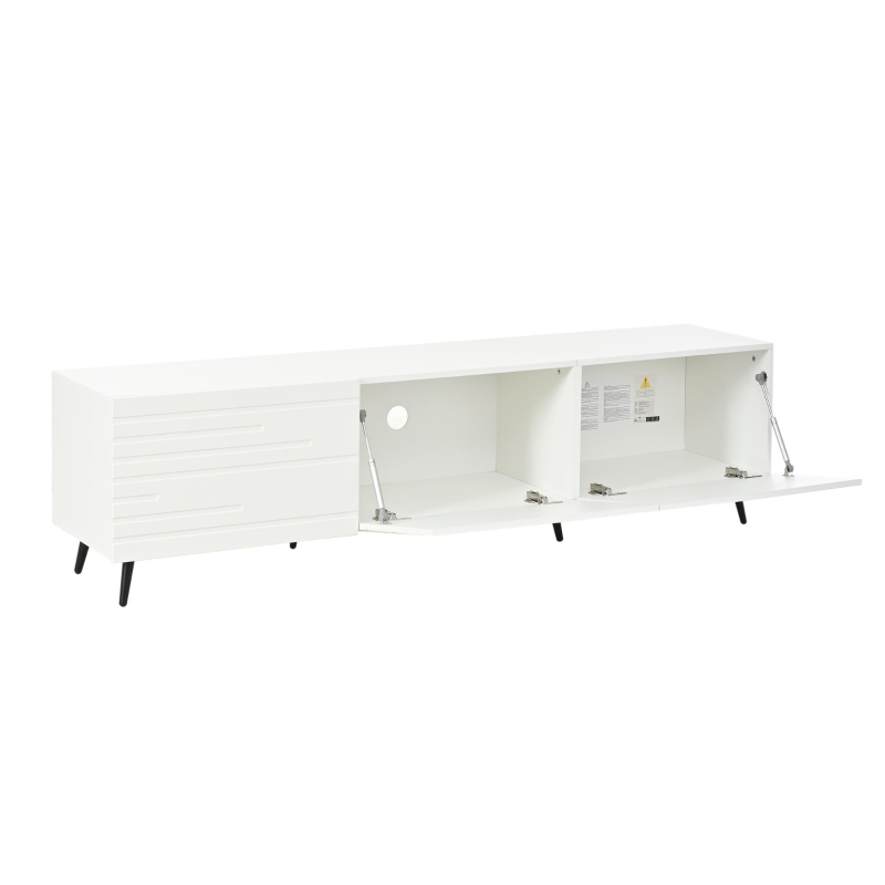 Mobile TV fino a 80 pollici portaoggetti con stampa 3D, 180x40x48 cm, Bianco