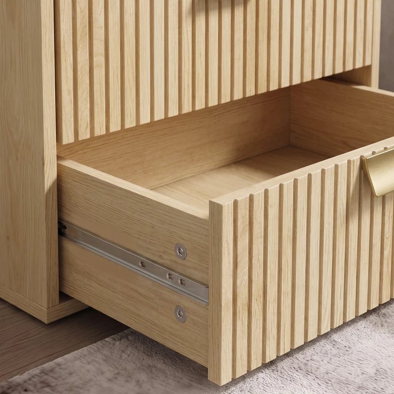 HOMCOM Modern Floating Nightstands Set of 2, Wall Mounted Bedside Tables with 2 Drawers, Oak
