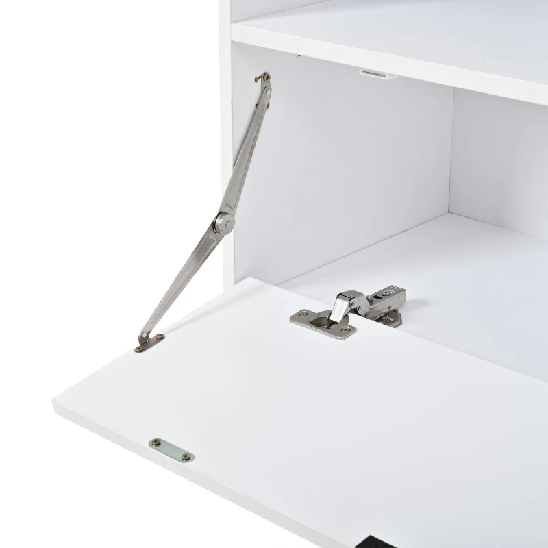 Vitrine LED moderna, iluminação LED RGB, compartimento abatível prático e prateleiras ajustáveis, 80x35x120 cm, Branco