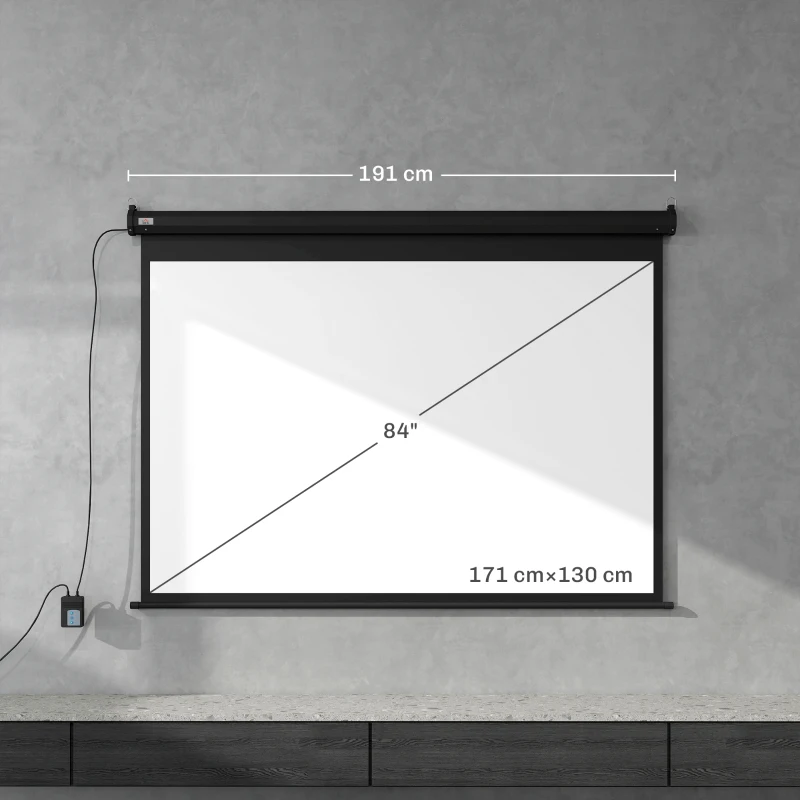 HOMCOM Projectiescherm, diag. 213,36 cm, 4:3, 171x130 cm, Zwart