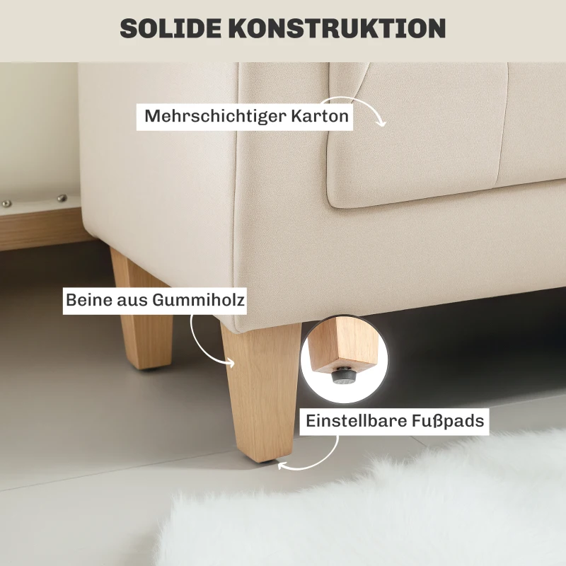 HOMCOM Gestoffeerde bank, vintage design, 2 kussens, chenille bekleding, 115 x 44 x 58 cm, Beige(m-5)
