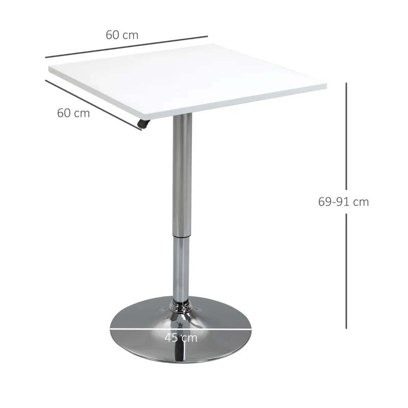 HOMCOM Verstelbare Bartafel, 360° draaibaar, krasbestendige voeten, stabiele metalen basis, Wit