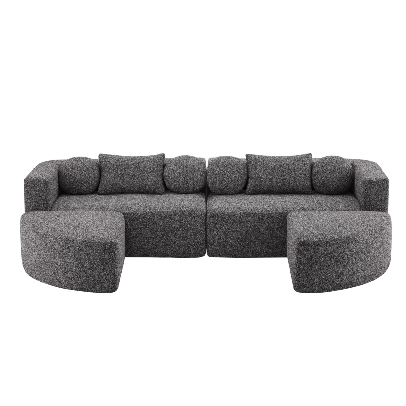 Divano modulare con funzione letto, schiuma ad alta resilienza e molle insacchettate, 292x165x68 cm, Nero