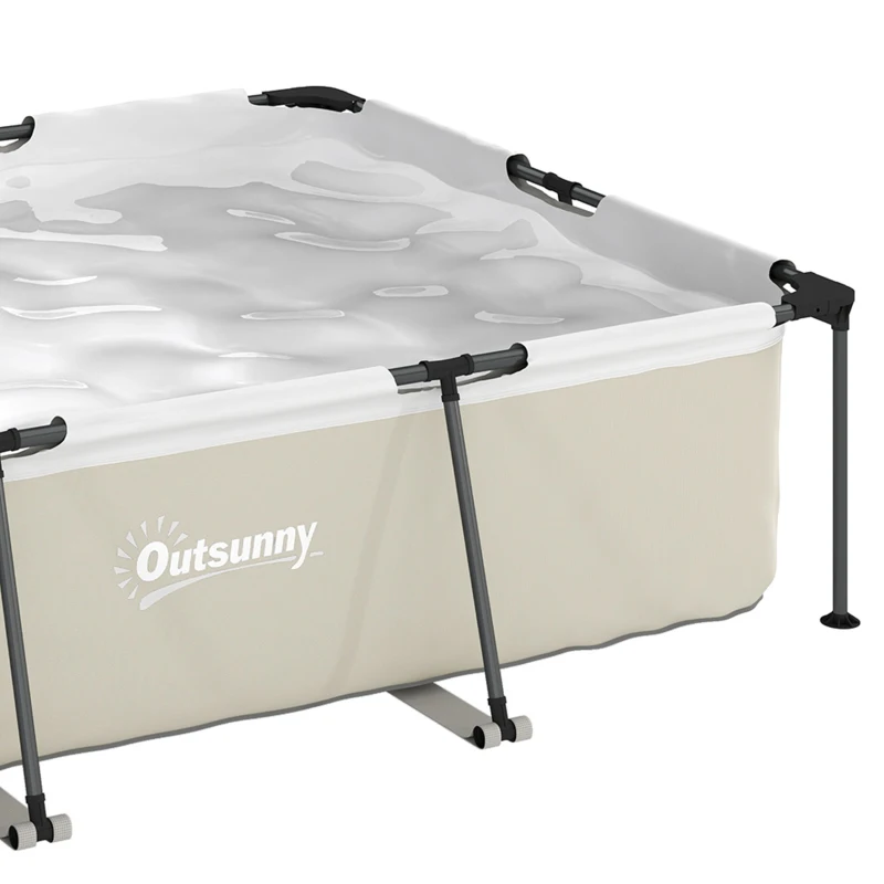 Outsunny Piscina Desmontable Tubular 316x238x66,5 cm 3700 L con Marco Metálico Parche de Reparación sin Depuradora Gris