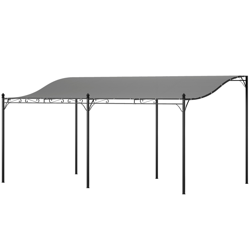 Outsunny 3 x 5 m pergola, flexibel tuindak met waterdicht zeil en metalen frame, schaduwgever, Donkergrijs