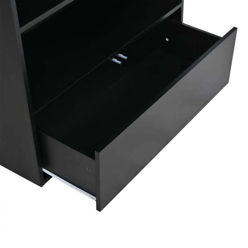 Vitrine alta, iluminação LED controlada por app, 6 prateleiras, 80x34x180 cm, Preto