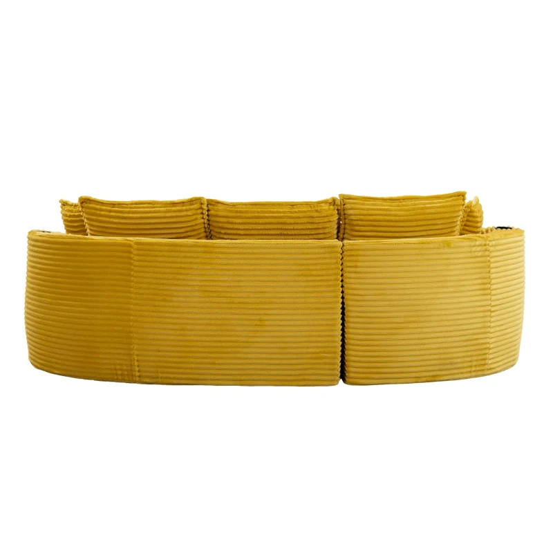 Bogesofa imbottito con portabicchieri su entrambi i lati, cuscini e tasca laterale, 250x152x82 cm, Giallo