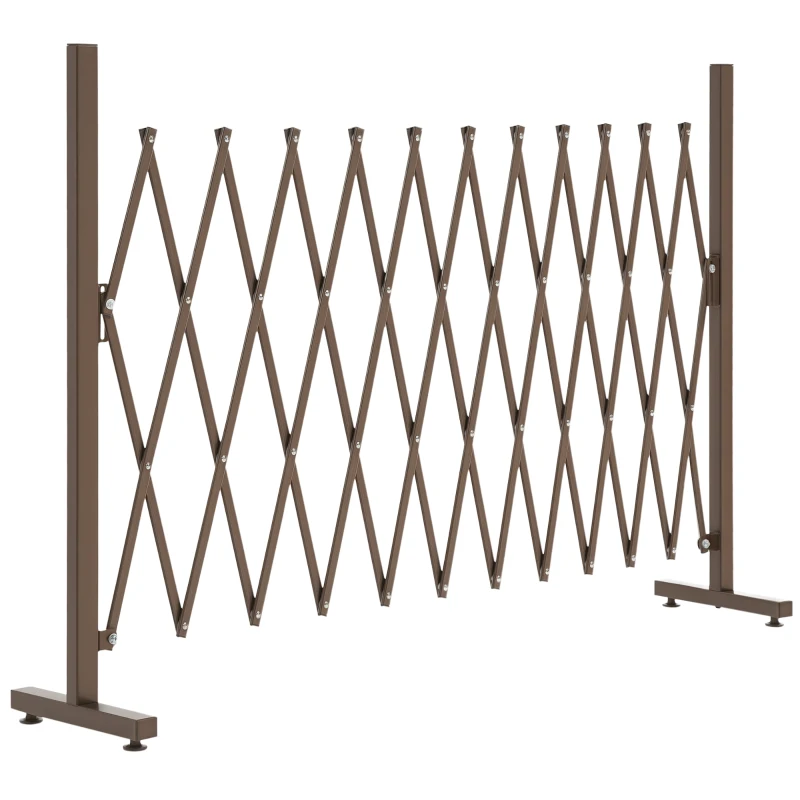 Outsunny Hek Voortuin Flexibel Breedte Scharend Hekwerk 300 Cm Tuin Afscheiding, Bruin(m-11)
