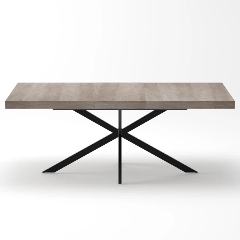 Tavolo da pranzo allungabile per 4-6 persone con spazio a scomparsa ed estensione scorrevole, 160x80x76 cm, Grigio