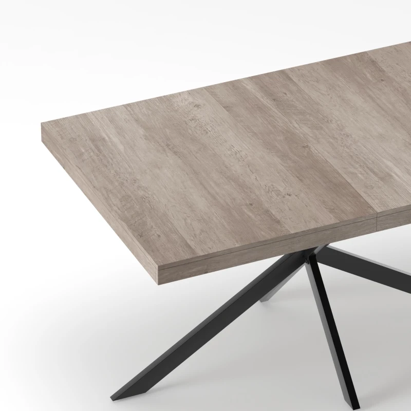 Tavolo da pranzo allungabile per 4-6 persone con spazio a scomparsa ed estensione scorrevole, 160x80x76 cm, Grigio