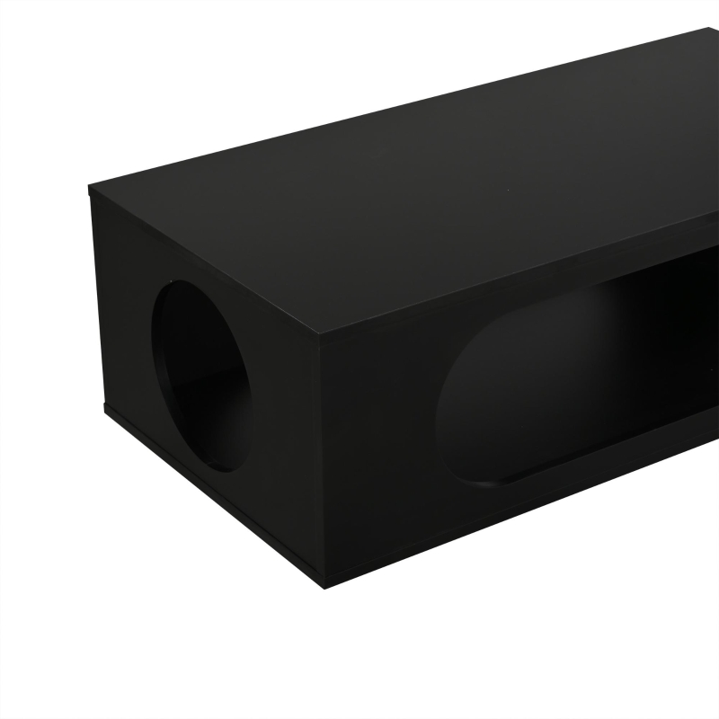 Table basse avec éclairage LED, grand espace de rangement avec gestion intégrée des câbles, 100x50x35 cm, Noir