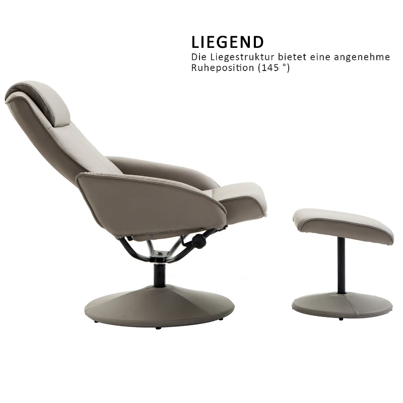 HOMCOM relaxstoel stoel tv-stoel met voetensteun stoel met armsteun 360° draaibaar gijs(m-5)