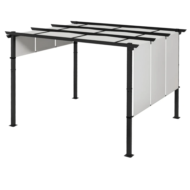 Outsunny Markise Sonnenschutz. Pergola, wetterbeständig,  inkl. Befestigungsmaterial, 3 x 3,5 m, Dunkelgrau