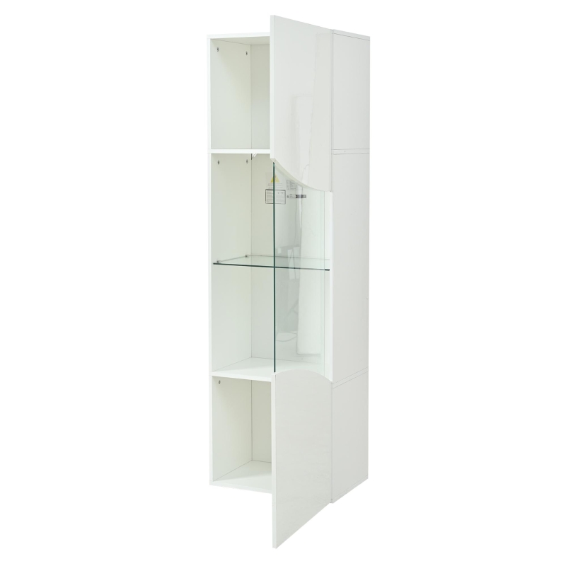 Vitrine para sala de estar, design estreito e alto com amplo espaço de arrumação, 35x50x165 cm, Branco