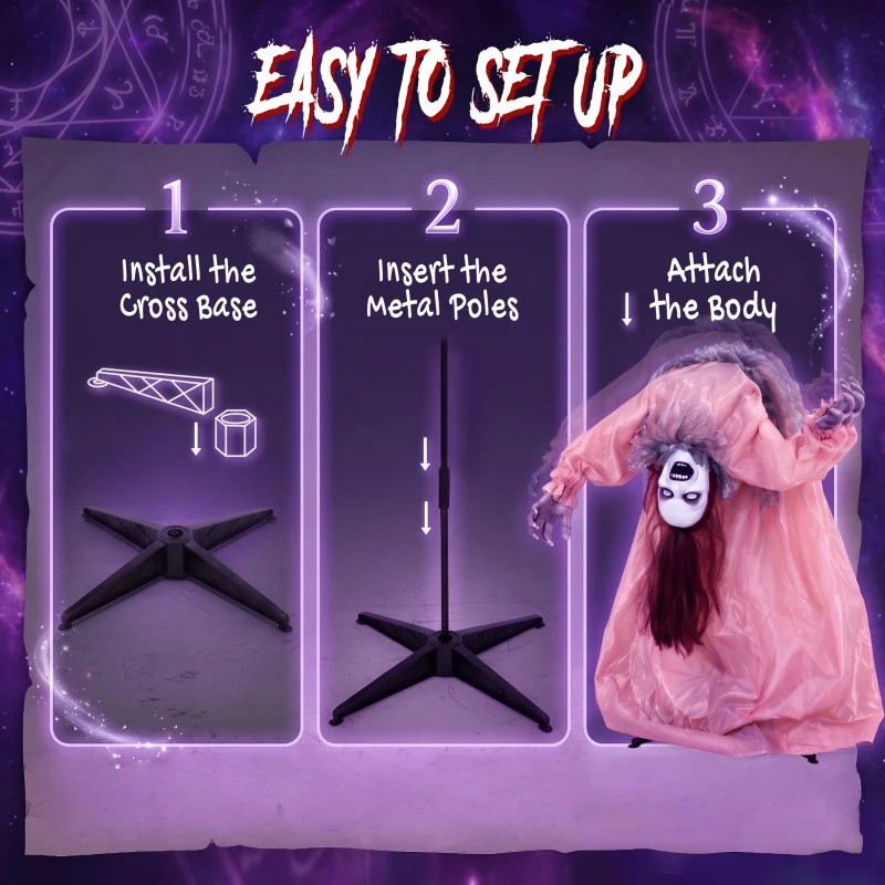 HOMCOM Animated Halloween Ghost, Halloween Animatronics with Creepy Screams, Glowing Eyes, Sound/Touch Activated