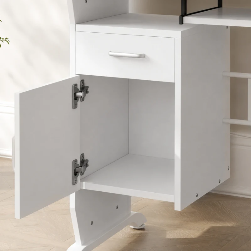 HOMCOM Escritorio para ordenador, 100 x 52 x 75 cm, bandeja deslizante para teclado, cajones y soporte para unidad central, blanco