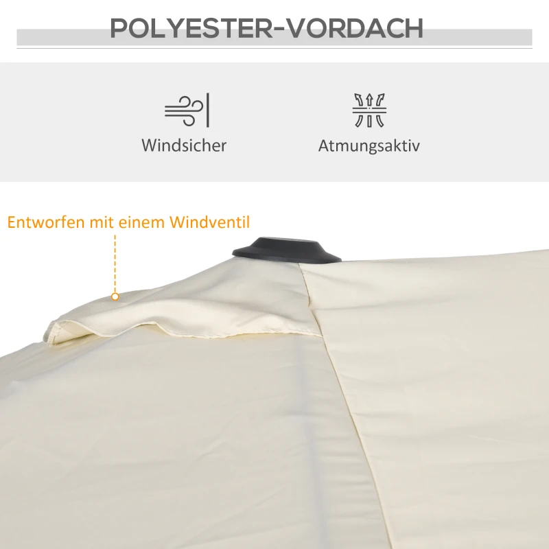 Outsunny Grote parasol, verstelbaar in hoogte en kantelbaar, 150x295x170-214 cm, Crème