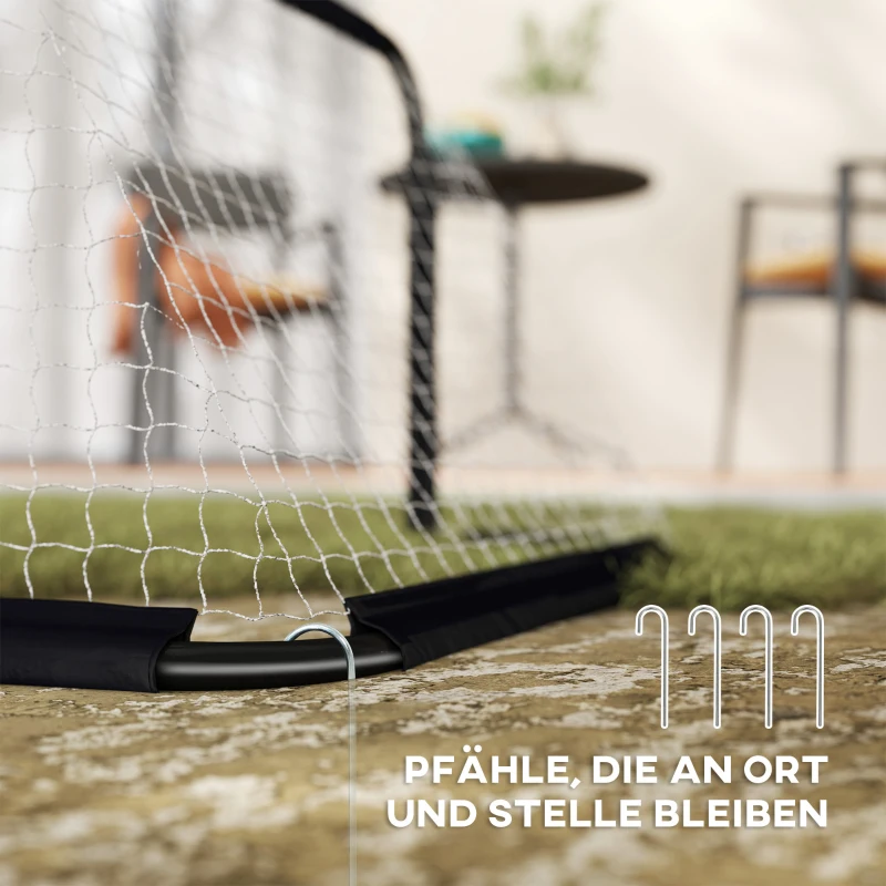 HOMCOM Fußballtor-Set, 2 klappbare Minitore, Metallrahmen, inkl. Werkzeug, 90 x 36 x 60 cm, Schwarz