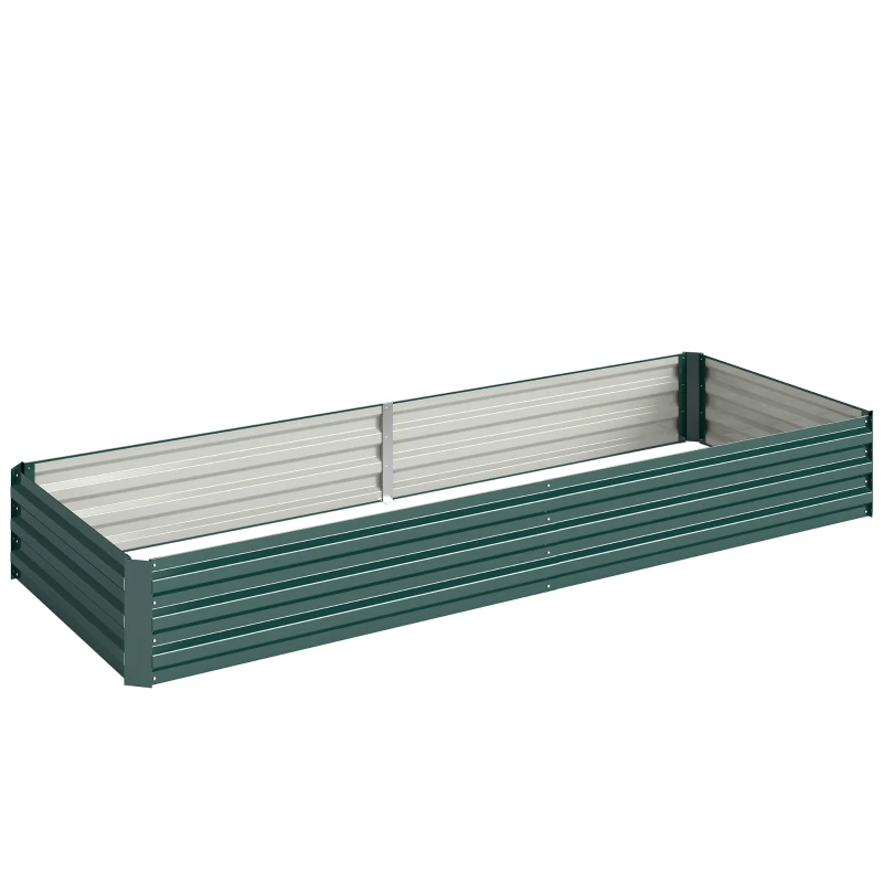 Outsunny Carré Potager en Métal Modulable - Potager Surélevé 241x90,5x30cm en Acier Galvanisé - Jardinière Extérieur Anti-Rouille pour Légumes et Fleurs, Vert Foncé