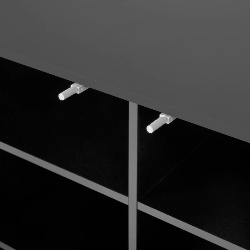 Credenza da cucina con illuminazione LED, 3 ante in vetro, 3 ante bianche e 14 ripiani, 100x40x105 cm, Bianco
