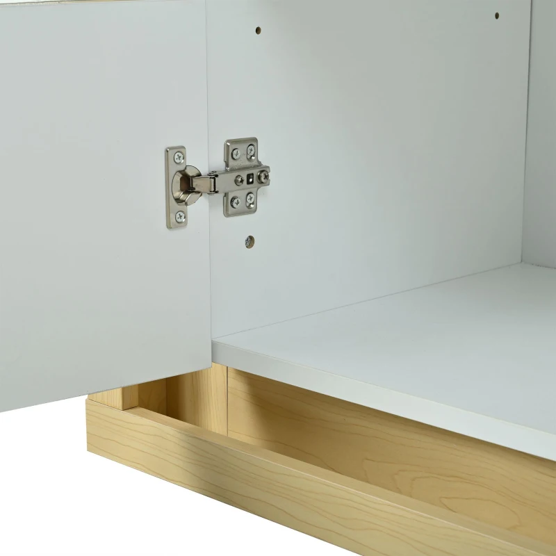 Aparador moderno, 3 portas com 4 prateleiras ajustáveis, 140x40x84 cm, Branco