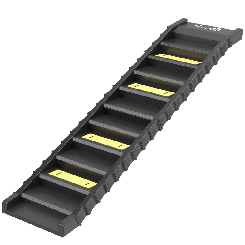 PawHut Rampa para Perros Plegable 154 cm Rampa para Perros para Coche Cama con 10 Escalones Antideslizantes Carga 25 kg Negro