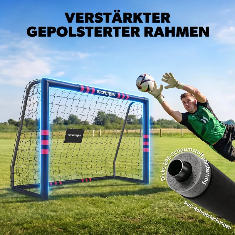 SPORTNOW Fußballtor für Garten 1,8 x 1,2 m Jugendliche & Erwachsene Robustes Outdoor Tor mit Tornetz Polsterung, Erdhaken