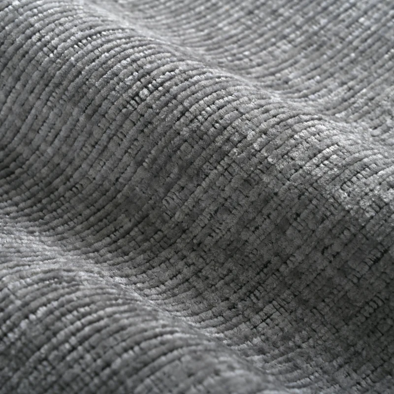 Divano angolare moderno in ciniglia con cuscini, schienale reclinabile e portabicchieri, 280x136x82 cm, Grigio