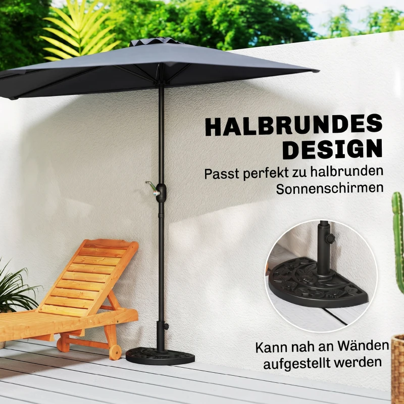 Outsunny Halfronde Parasolvoet, 9 kg, Bloemendesign, HDPE/Cement, voor Parasolstokken Ø35/38/48 mm