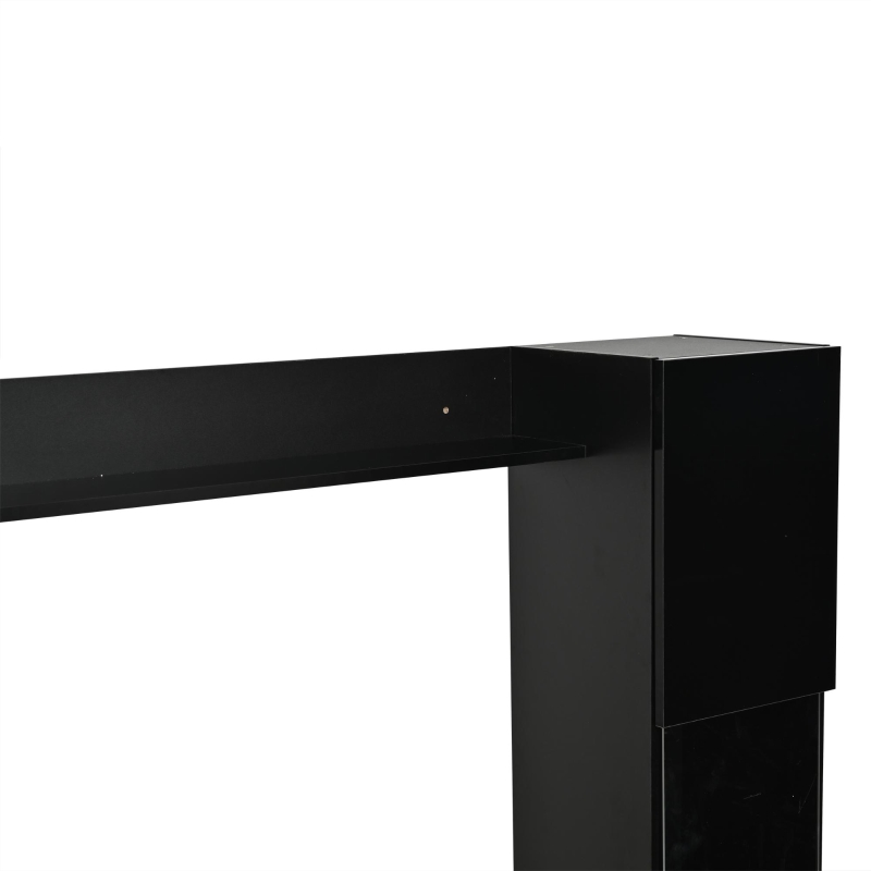Mueble de salón compacto de 4 piezas, mueble de TV integrado con vitrina y estanterías abiertas, gran capacidad de almacenaje, 245x30x170 cm, Negro