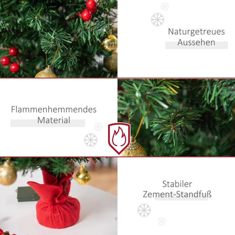 HOMCOM® kerstboom dennenboom met hulstbessen ballen LED groen PVC ∅20 x 60 cm | Aosom.de