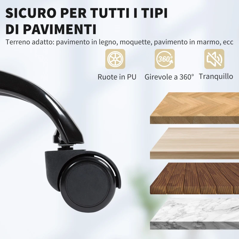 HOMCOM Sedia da Ufficio Reclinabile in Finta Pelle con Poggiapiedi e Rotelle, 65x67x111-119 cm, Marrone
