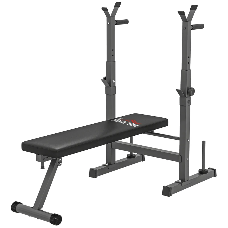 HOMCOM Banc de musculation pliable avec support d'haltères réglable et poignées dips - fitness
