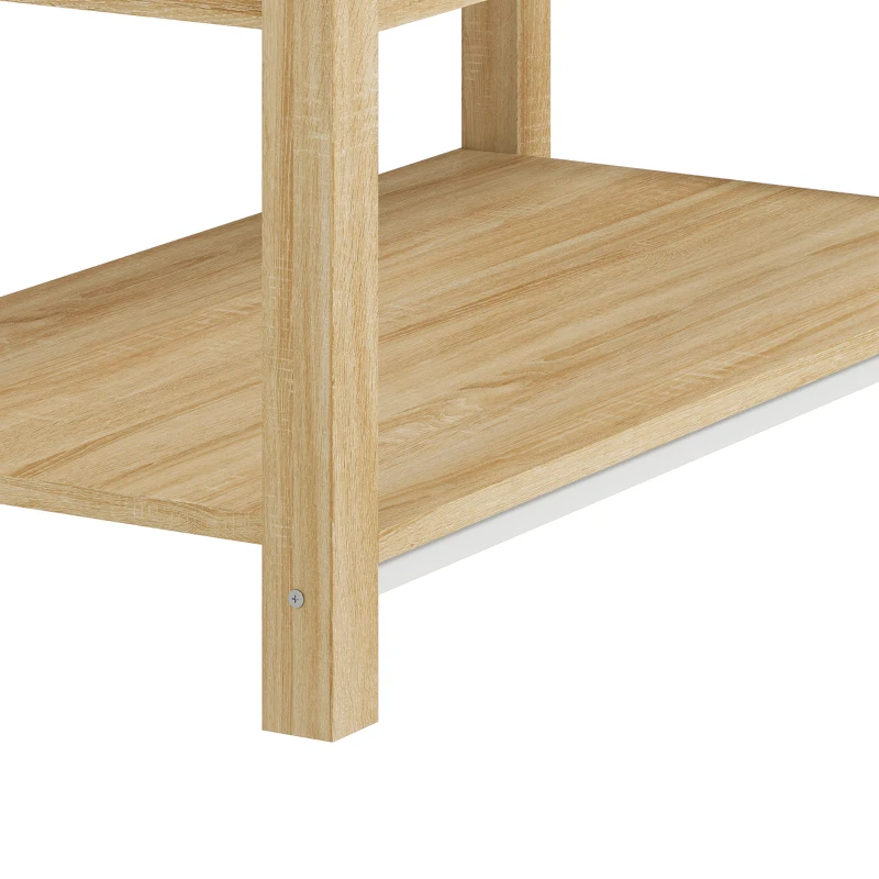 HOMCOM Mesa de centro elevável e extensível mesa de sala com compartimento oculto prateleira aberta 100x45x50,5cm madeira natural