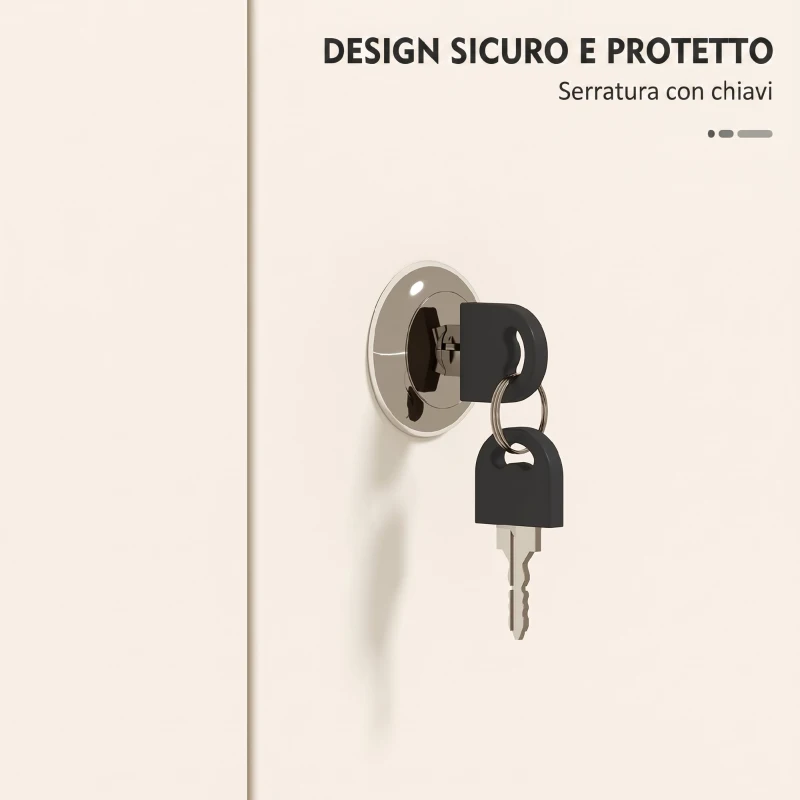 HOMCOM Armadio Porta Attrezzi in Acciaio con Serratura, Ante e Ripiani Regolabili, Capacità 80 kg, Crema
